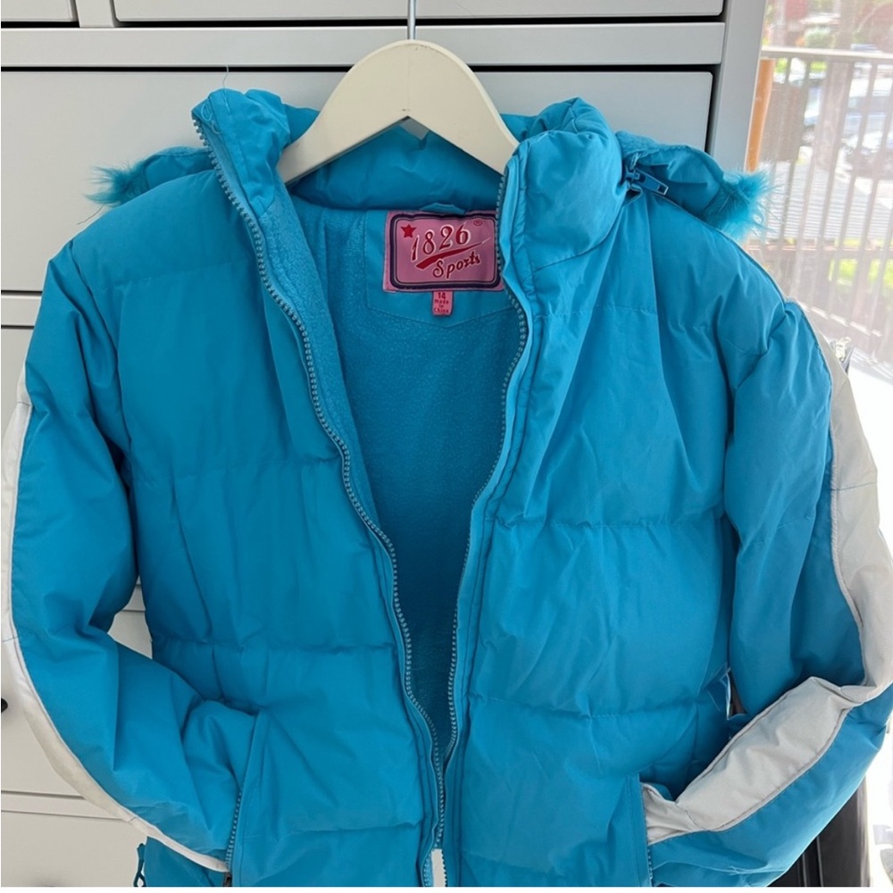 NWOT 1826 girls light blue with white  jacket. SZ 14